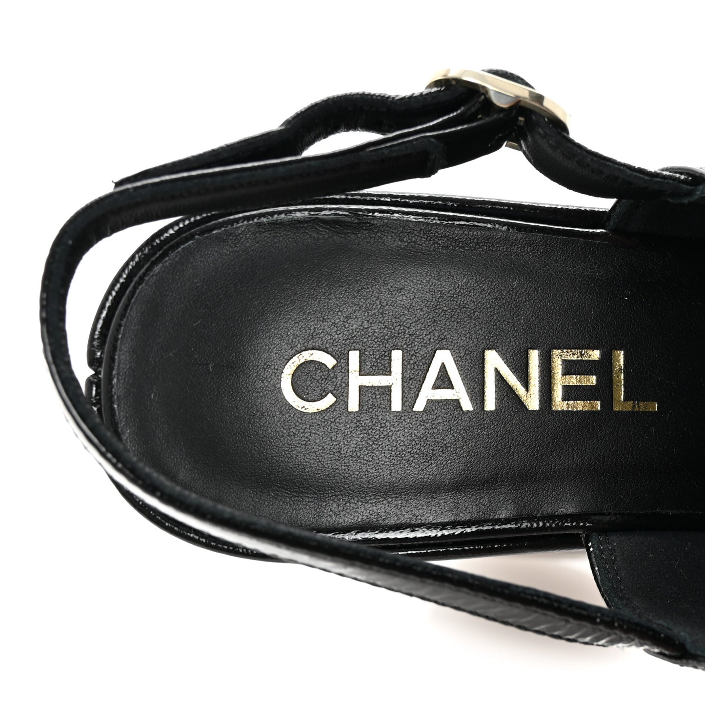 Crumpled Patent Lambskin Platform Sandals 37.5 Black