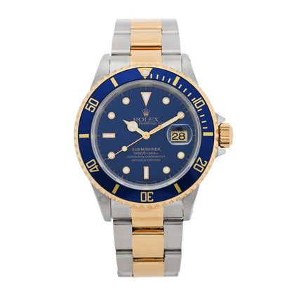 Rolex Stainless Steel 18K Yellow Gold 40mm Submariner Date Watch Royal Blue 16613 1 of 4