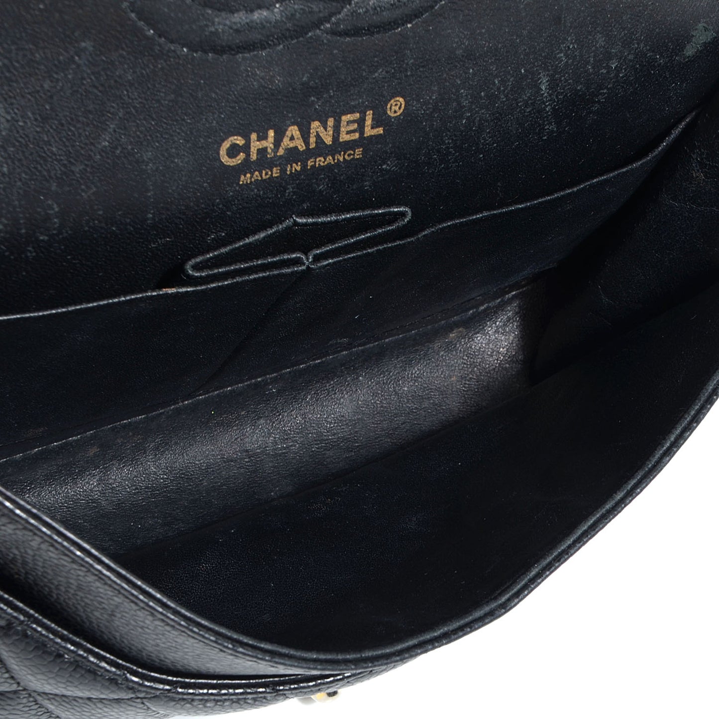 Caviar Quilted Medium Double Flap Black