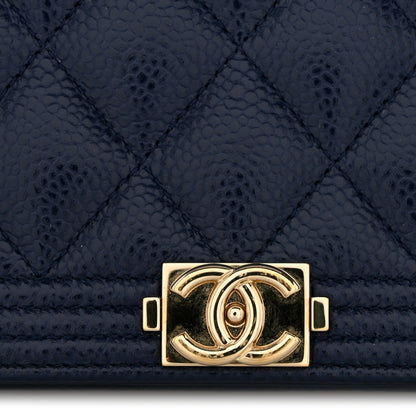 Chanel Caviar Quilted Boy Wallet On Chain WOC Navy 14 of 16