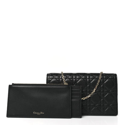Christian Dior Lambskin Cannage Lady Dior Pouch Black 3 of 11