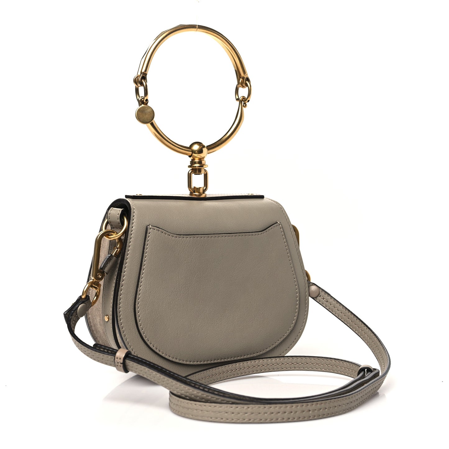 Calfskin Suede Small Nile Bracelet Bag Motty Grey