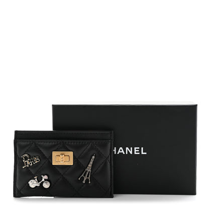 Chanel Aged Calfskin Quilted Lucky Charms Reissue Card Holder Black 15 of 17