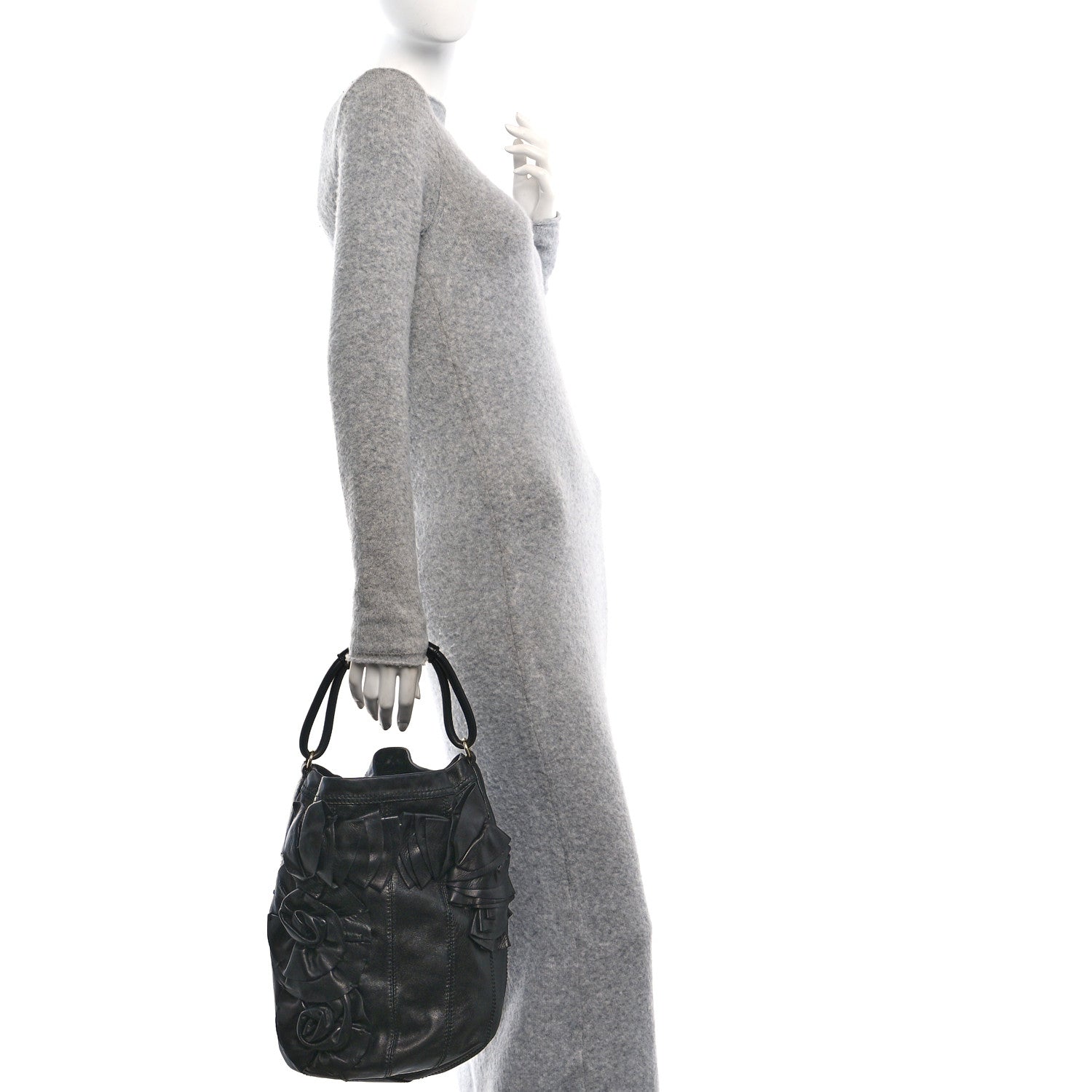 Valentino Garavani Nappa Rosette Bucket Bag Black 2 of 11