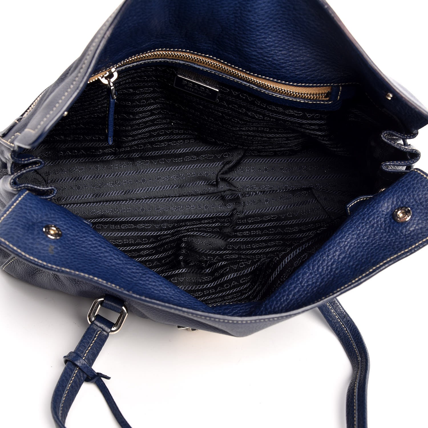 Prada Vitello Caribu Easy A Foldover Pushlock Satchel Bluette 5 of 8