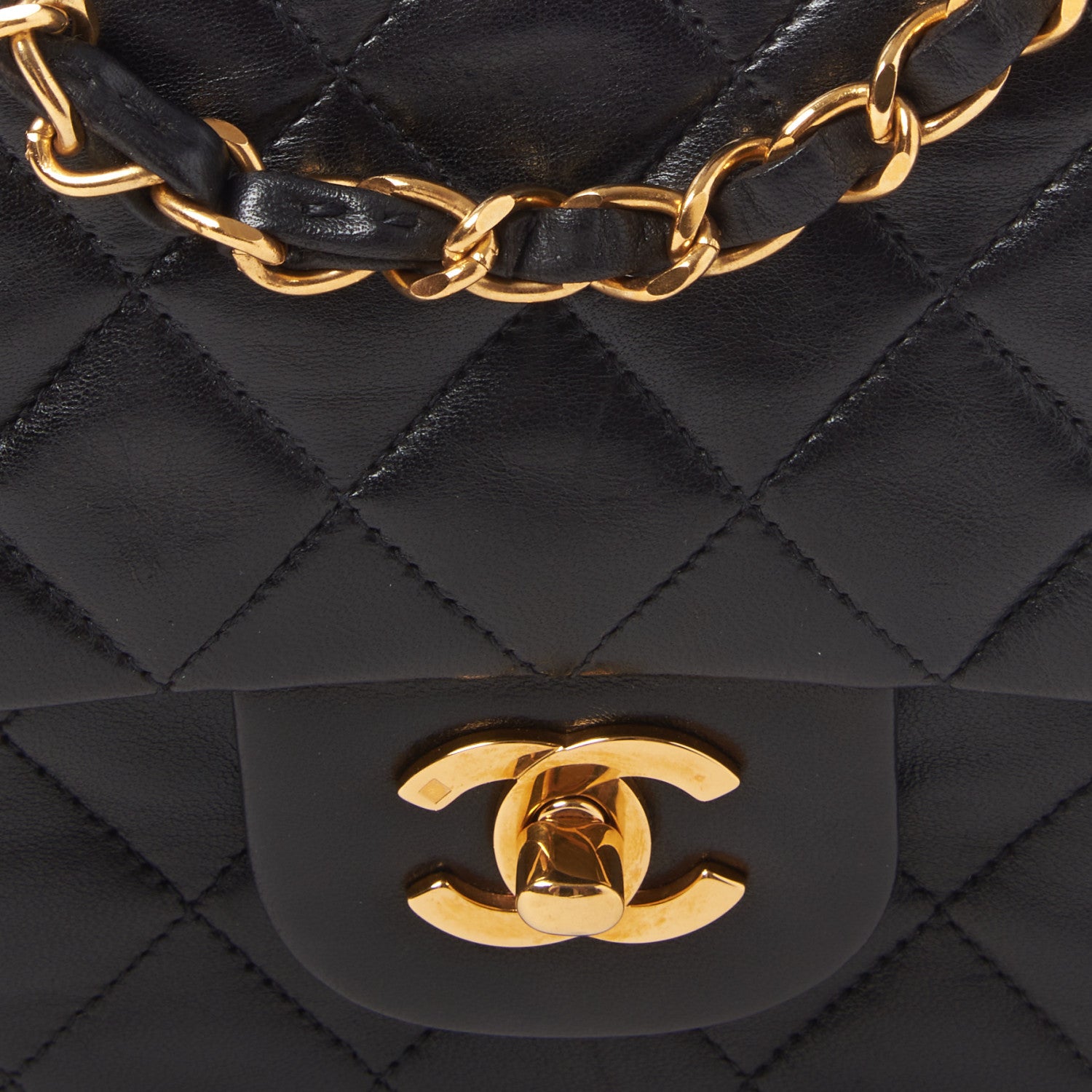 Chanel Lambskin Quilted Medium Double Flap Black 7 of 9