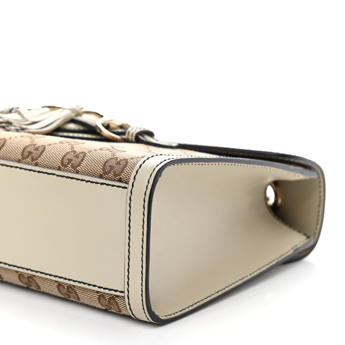 Monogram Margaux Calfskin Medium Emily Chain Shoulder Bag Beige Ebony Mystic White