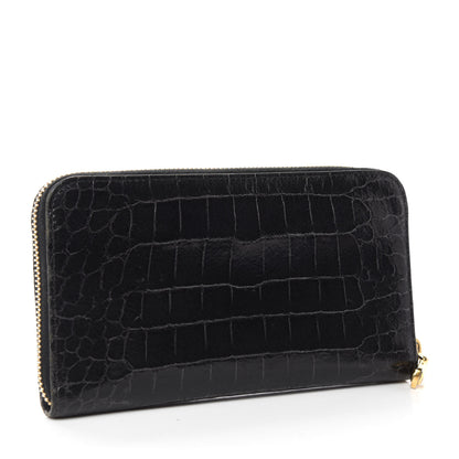 Miu Miu Vernice Crocodile Embossed Calfskin Zip Around Wallet Black 3 of 9