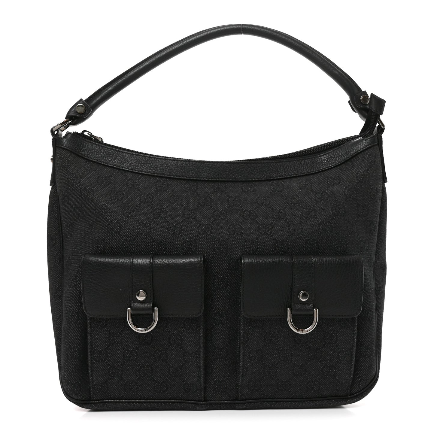 Monogram Medium Abbey Pocket Hobo Tote Black