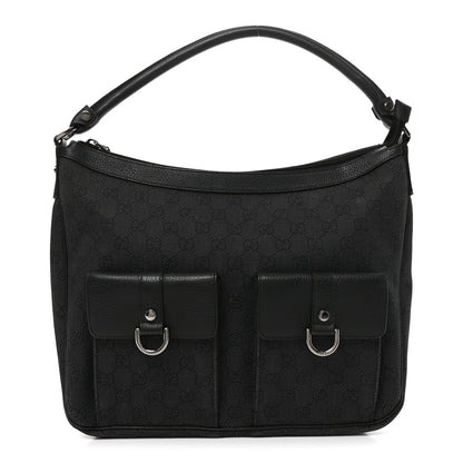 Gucci Monogram Medium Abbey Pocket Hobo Tote Black 1 of 9