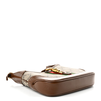 Gucci GG Supreme Monogram Azalea Calfskin Web Mini Jackie 1961 Hobo Beige Ebony Brown Sugar 4 of 10