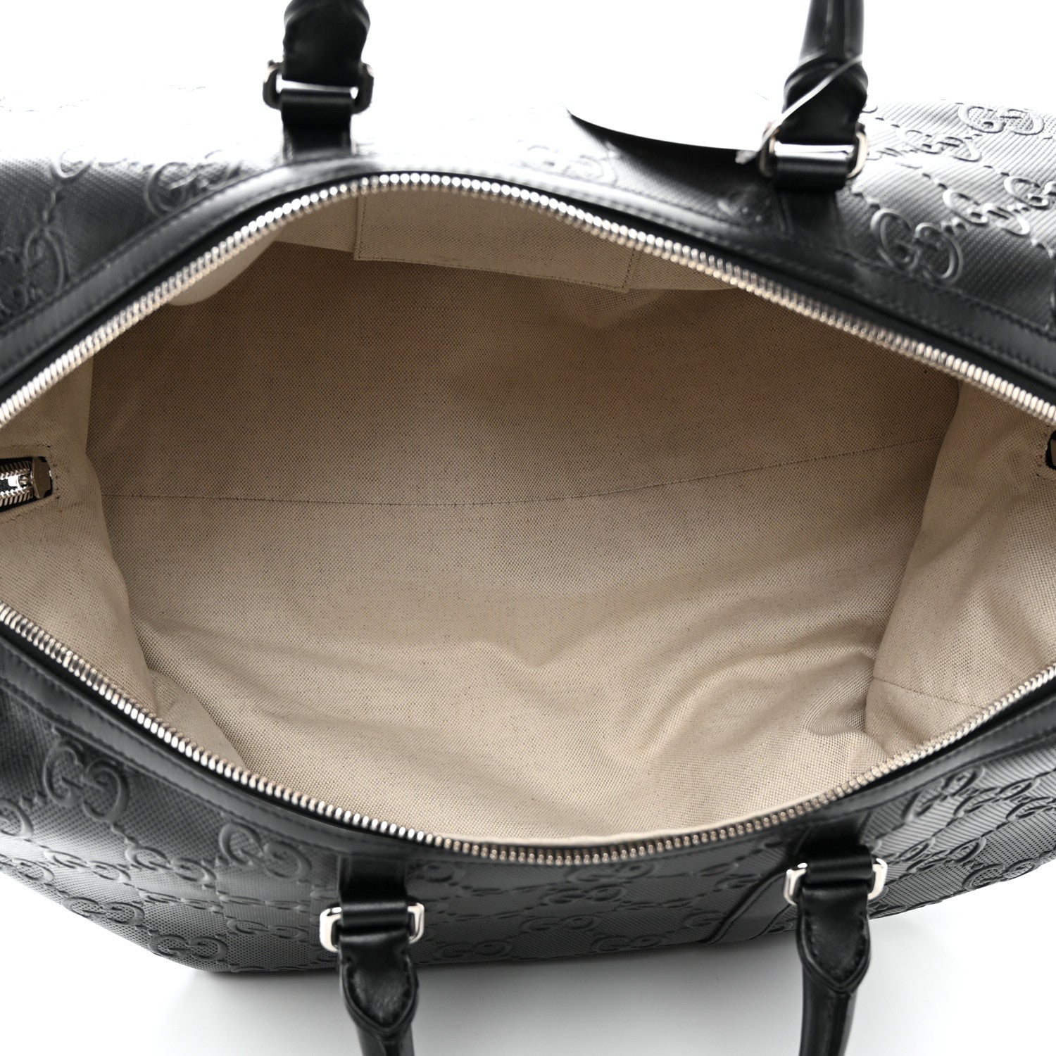 Gucci Calfskin GG Tennis Embossed Duffle Bag Black 4 of 12