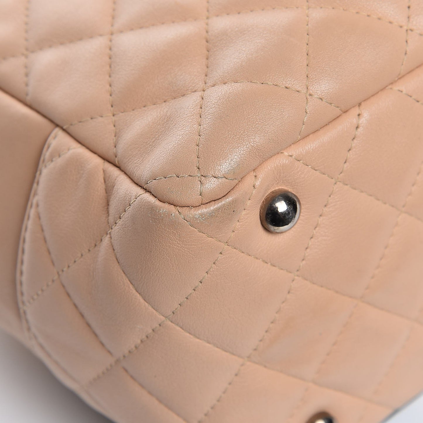 Calfskin Quilted Large Cambon Bowler Beige Black