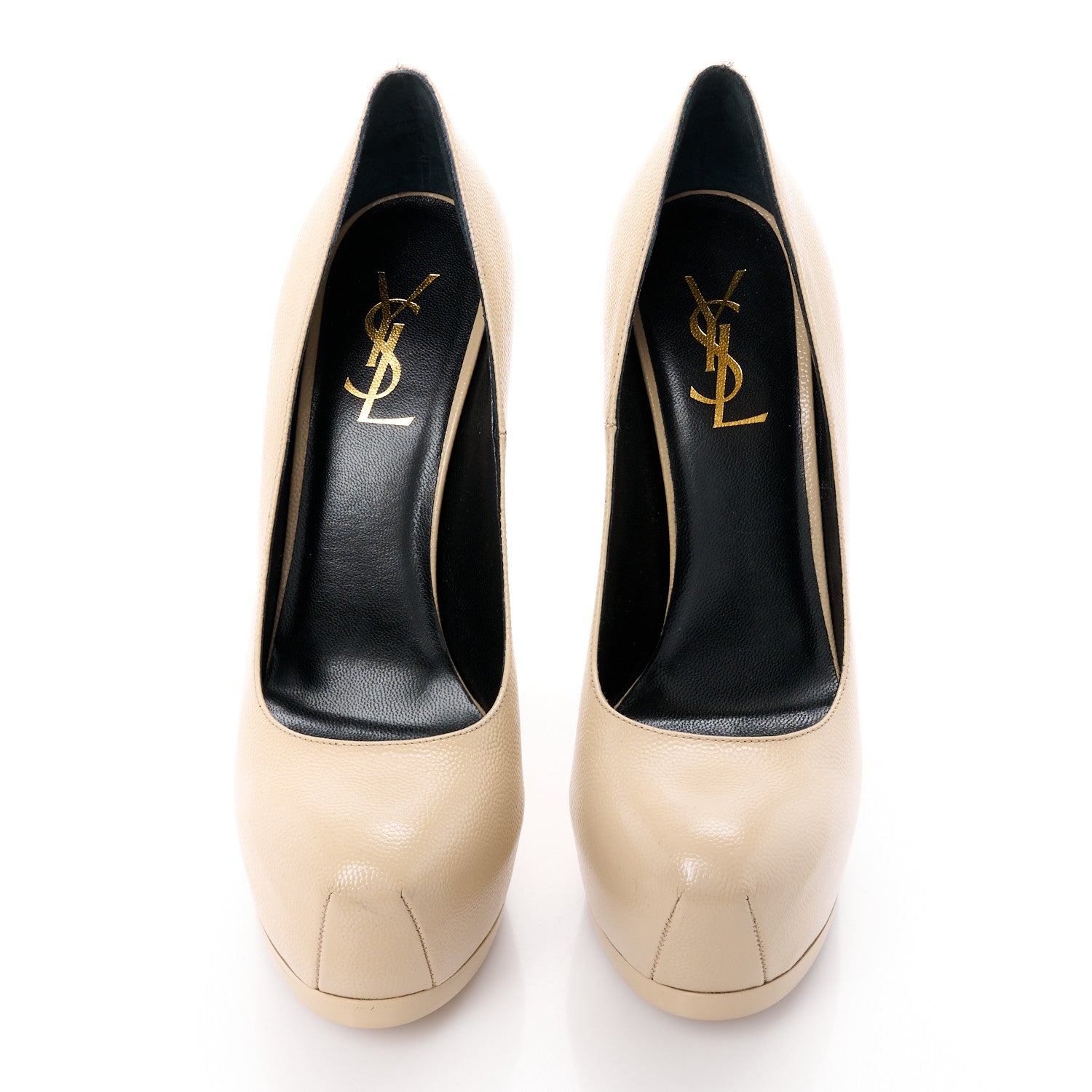 Saint Laurent Vernigolf Tribute Two 105 Platform Pumps 37.5 Nude Powder 2 of 10