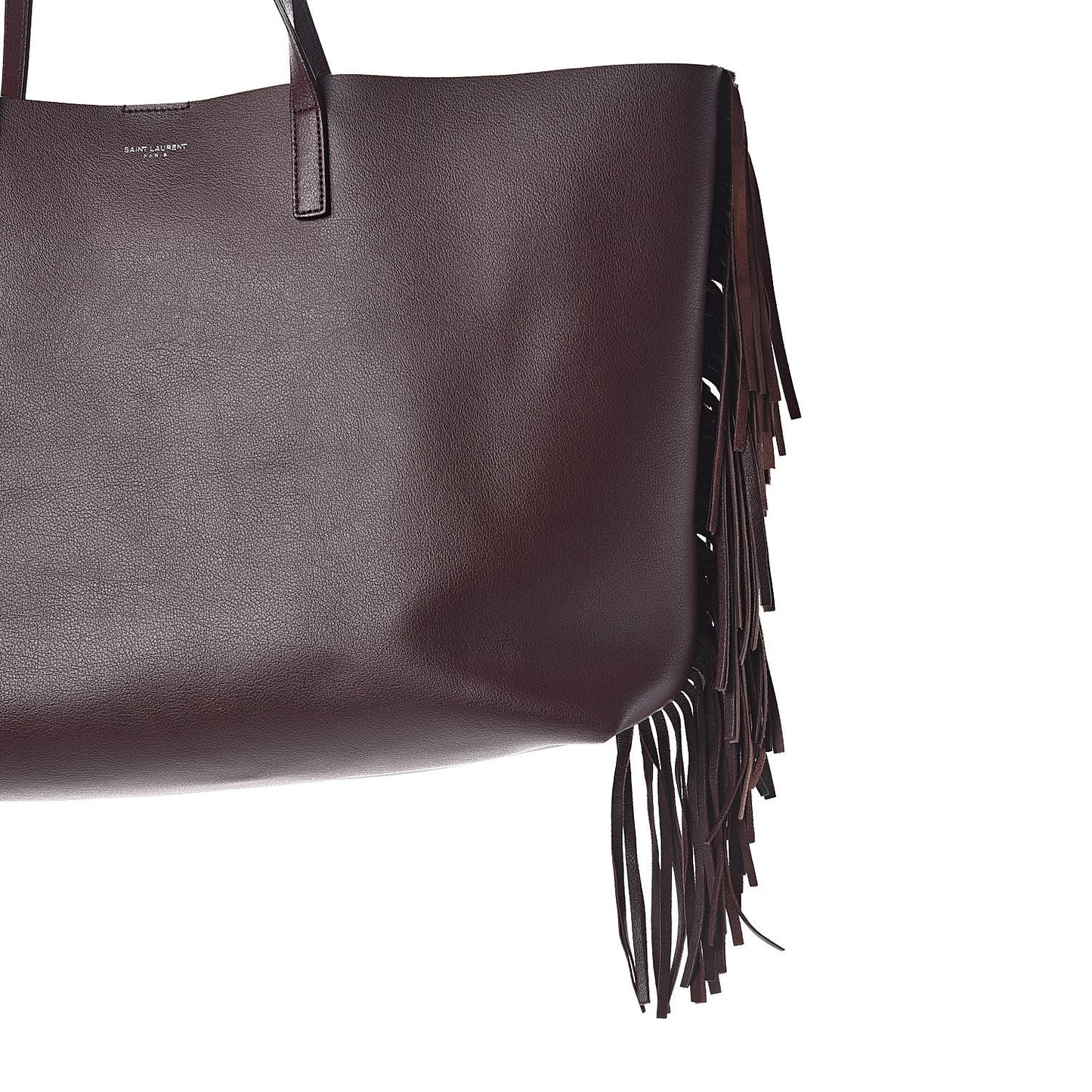 Calfskin Large Fringe Shopping Tote Amaranto
