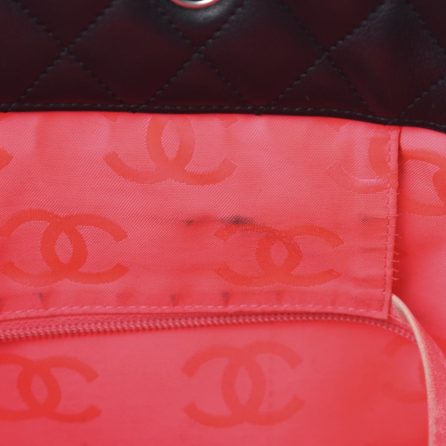 Calfskin Quilted Large Cambon Tote Black