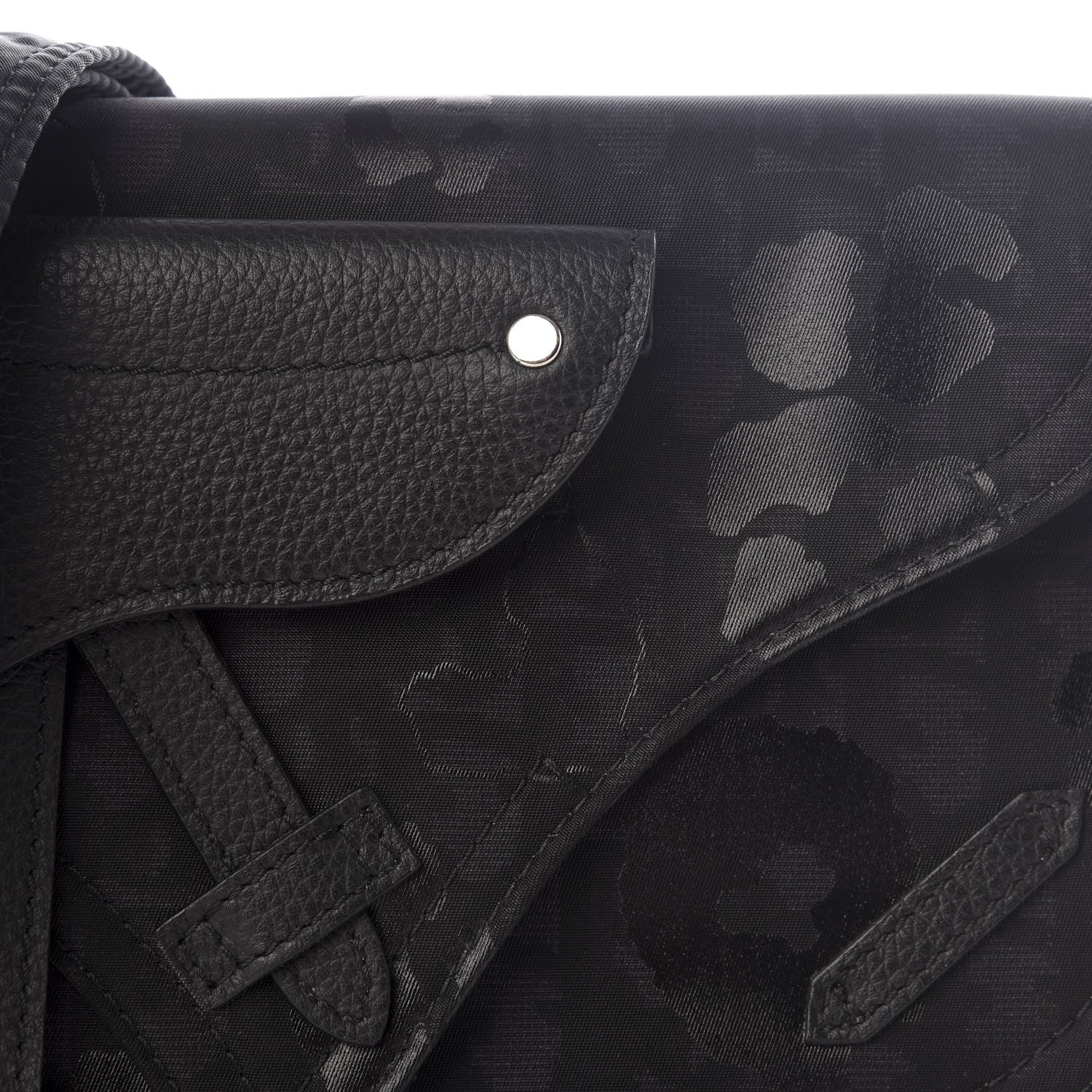 Christian Dior Calfskin Nylon Monogram Leopard Print Saddle Pouch Black 7 of 9