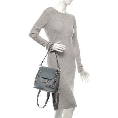 Chloe Suede Calfskin Small Faye Backpack Cloudy Blue 2 of 8