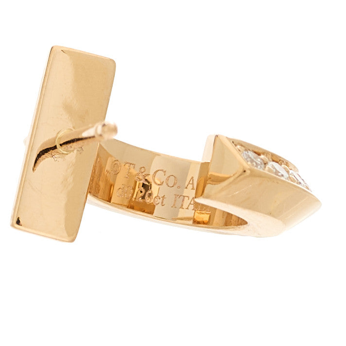 18K Rose Gold Diamond T1 Hoop Earrings