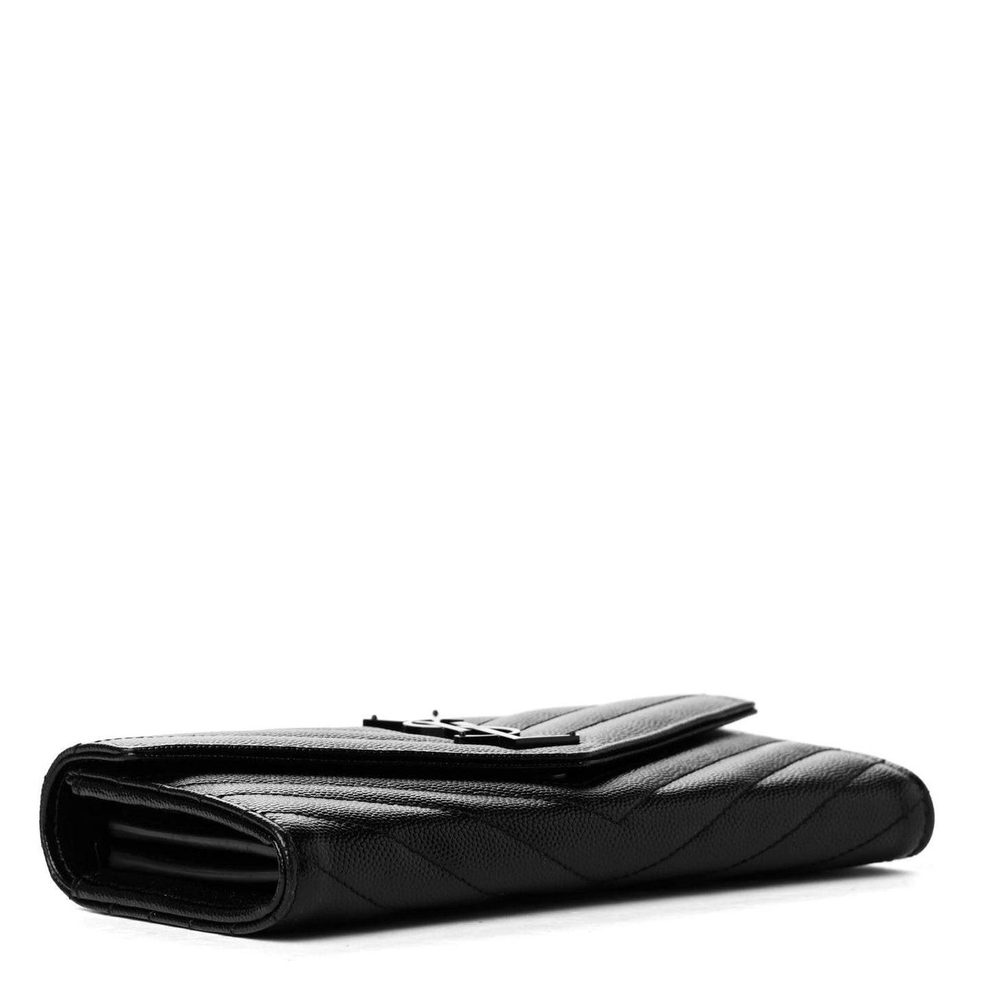 Grain De Poudre Matelasse Chevron Monogram Flap Wallet Black