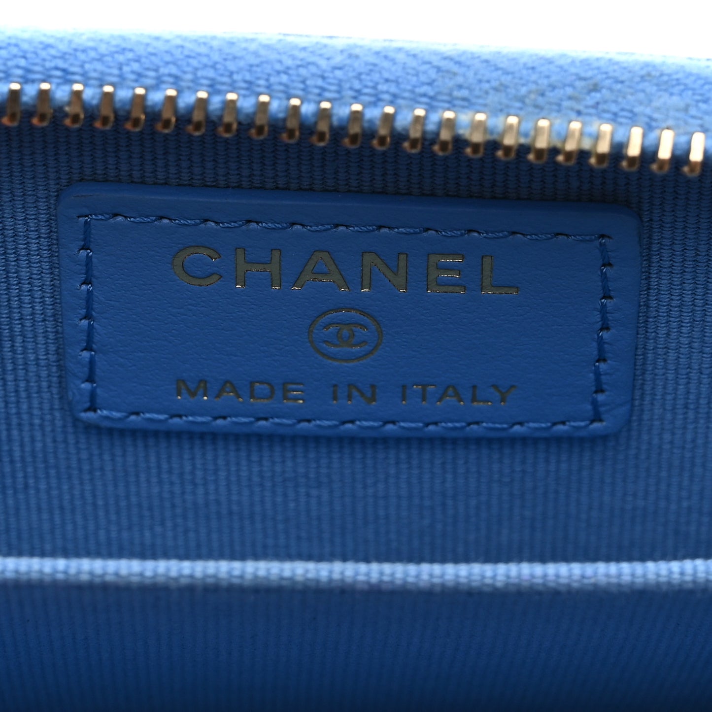 Lambskin Quilted Chanel 19 Zip Around Coin Purse Wallet Dark Blue