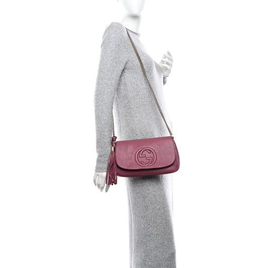 Pebbled Calfskin Medium Soho Flap Crossbody Peonia Flower