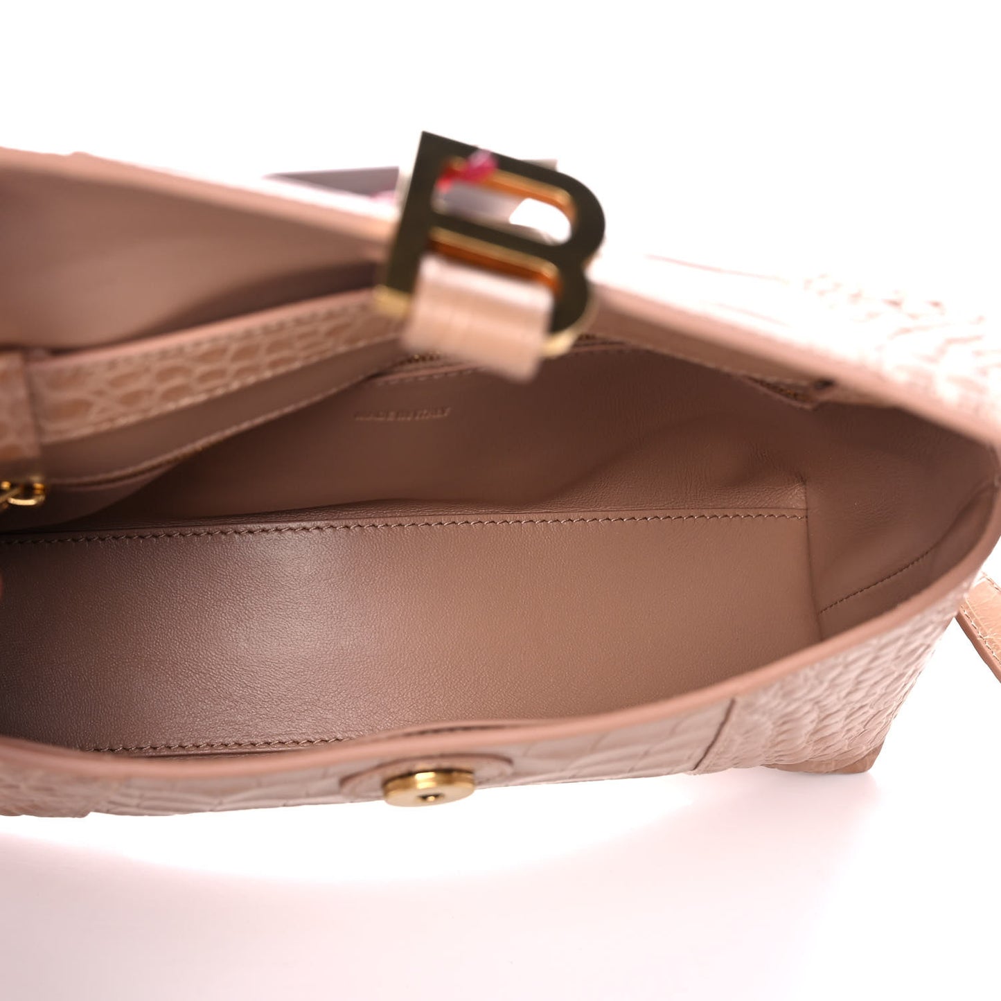 Extra Supple Calfskin Crocodile Embossed XS Downtown Shoulder Bag Nude Beige
