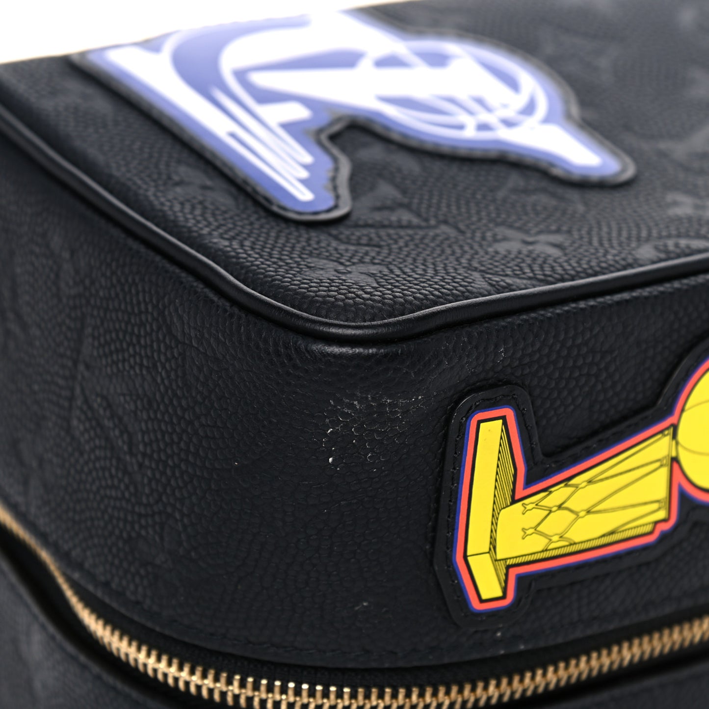 X NBA Calfskin Monogram Embossed Cloakroom Dopp Kit Black