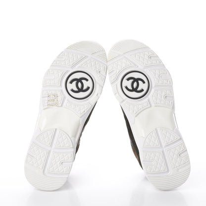 Chanel Fabric Calfskin Suede CC Womens Sneakers 39 Dark Green 6 of 6