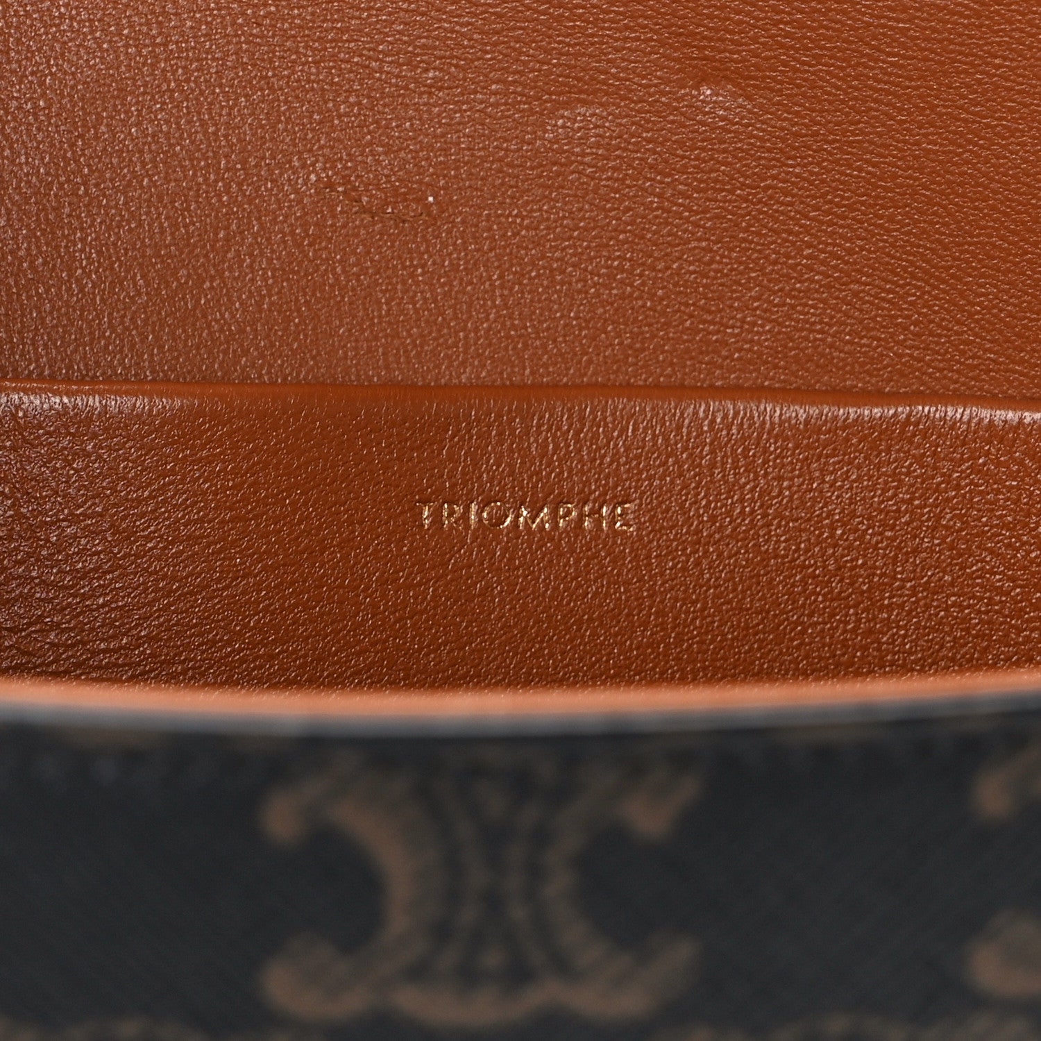 Celine Canvas Calfskin Triomphe Shoulder Bag Tan 6 of 9