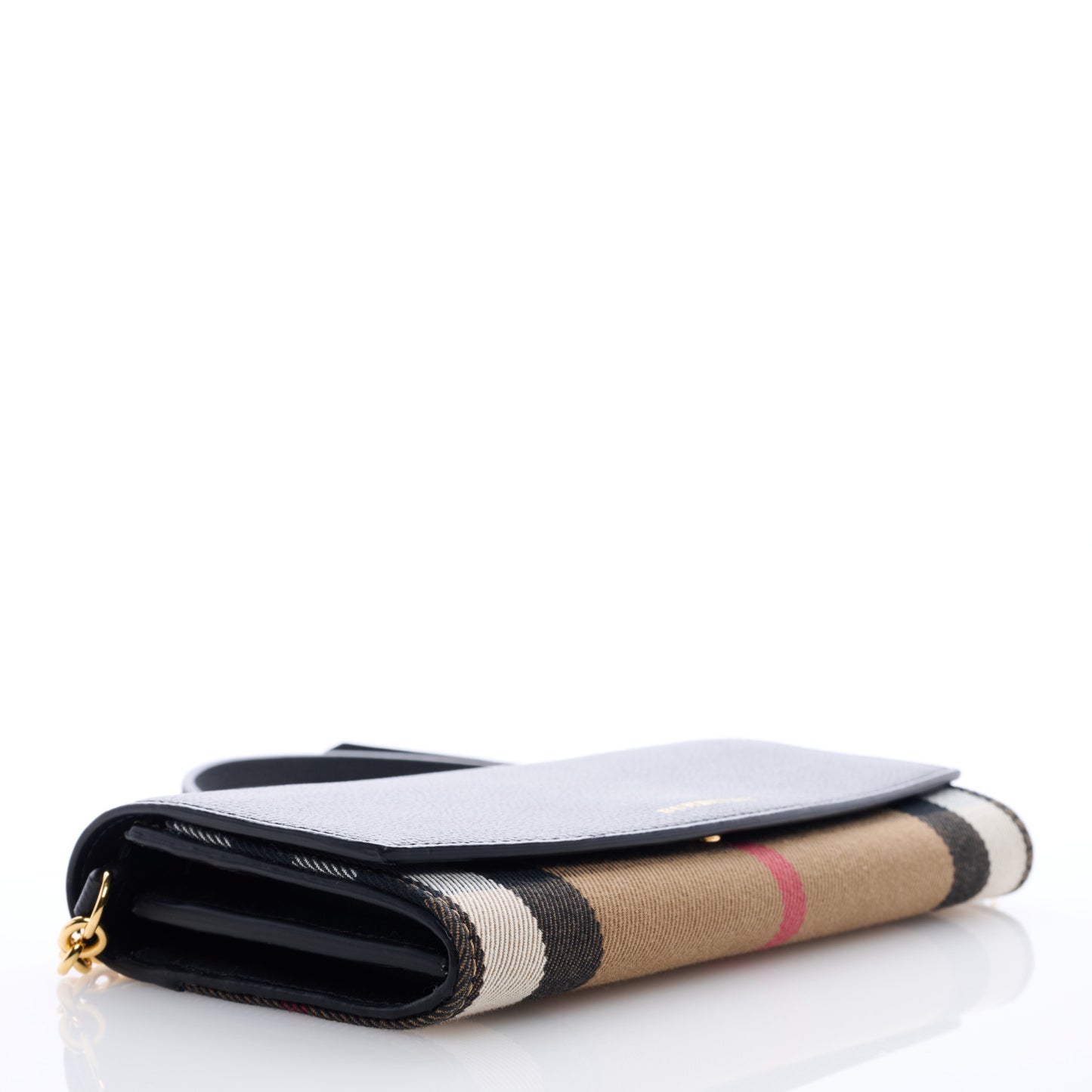 Grainy Calfskin House Check Henley Wallet On Chain Black