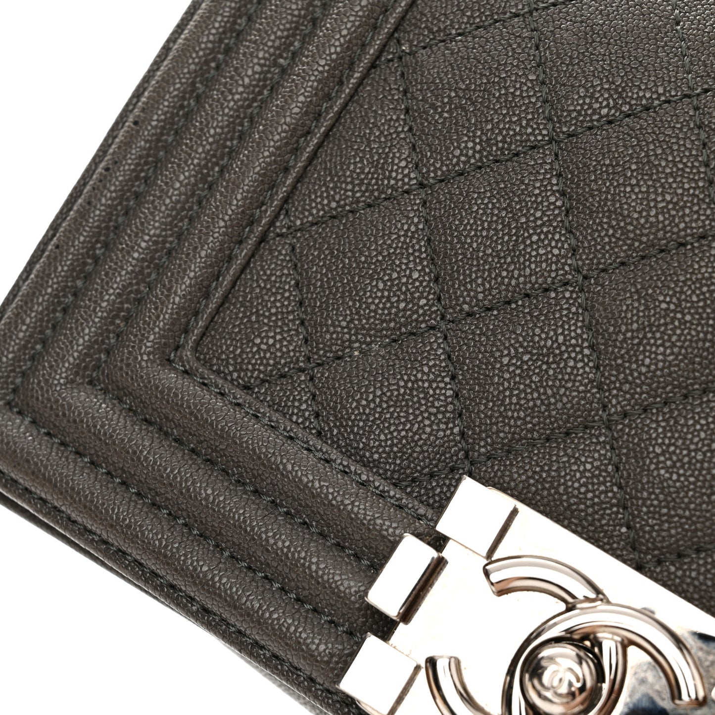 Caviar Quilted Small Boy Flap Grey