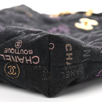 Chanel Denim Quilted Denim Mood Maxi Shopping Bag Black Multicolor 10 of 11
