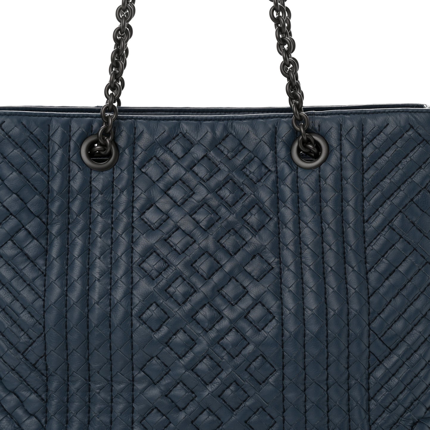 Lambskin Intrecciato Boutis Medium Tote Dark Denim