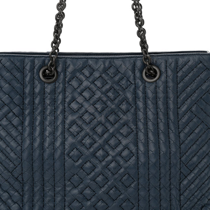 Bottega Veneta Lambskin Intrecciato Boutis Medium Tote Dark Denim 8 of 15