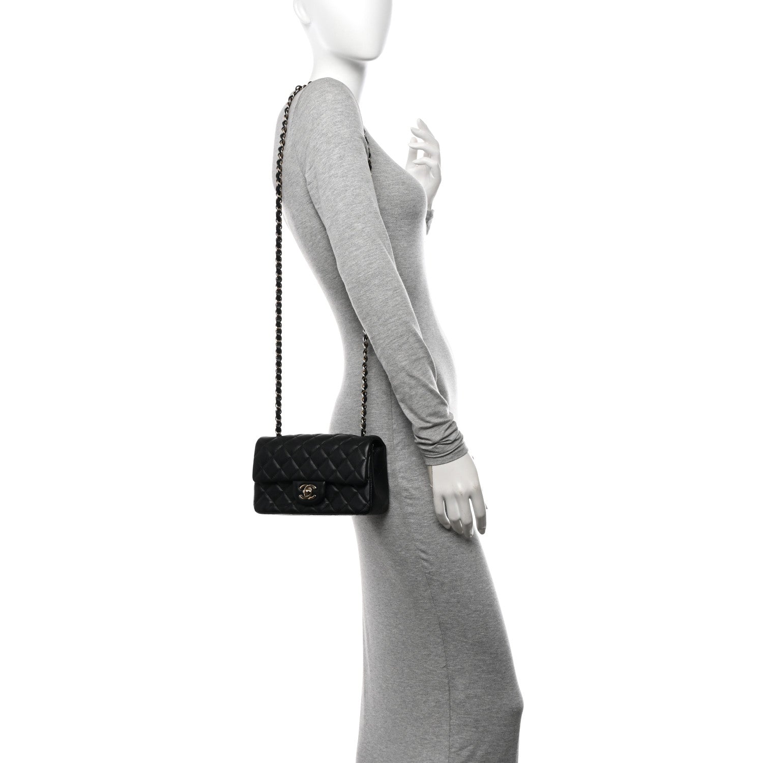 Chanel Lambskin Quilted Mini Rectangular Flap Black 3 of 10