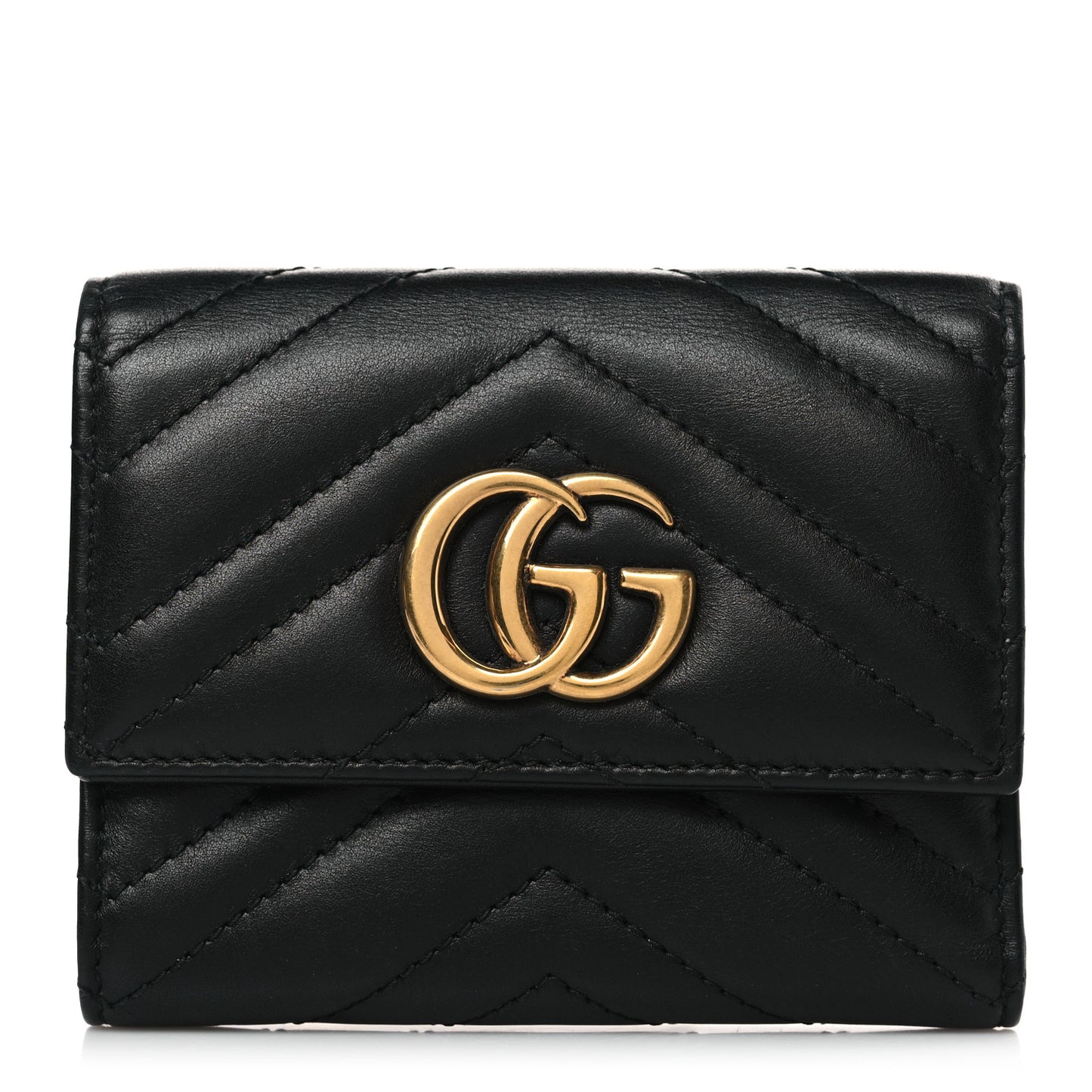 Calfskin Matelasse GG Marmont Wallet Black