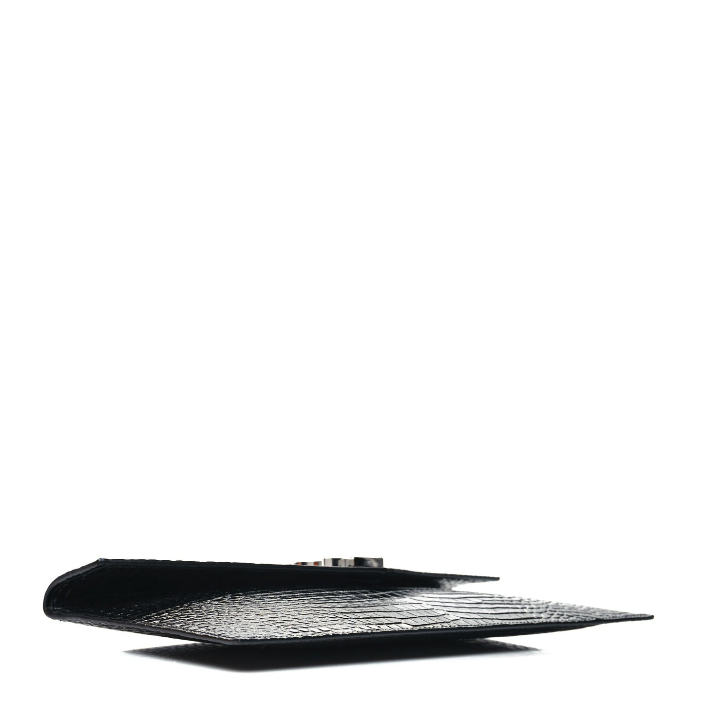 Calfskin Crocodile Embossed Uptown Monogram Pouch Black