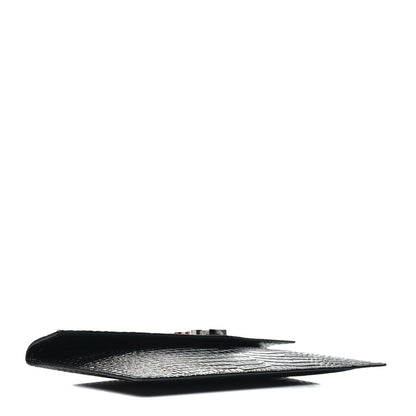 Saint Laurent Calfskin Crocodile Embossed Uptown Monogram Pouch Black 4 of 10