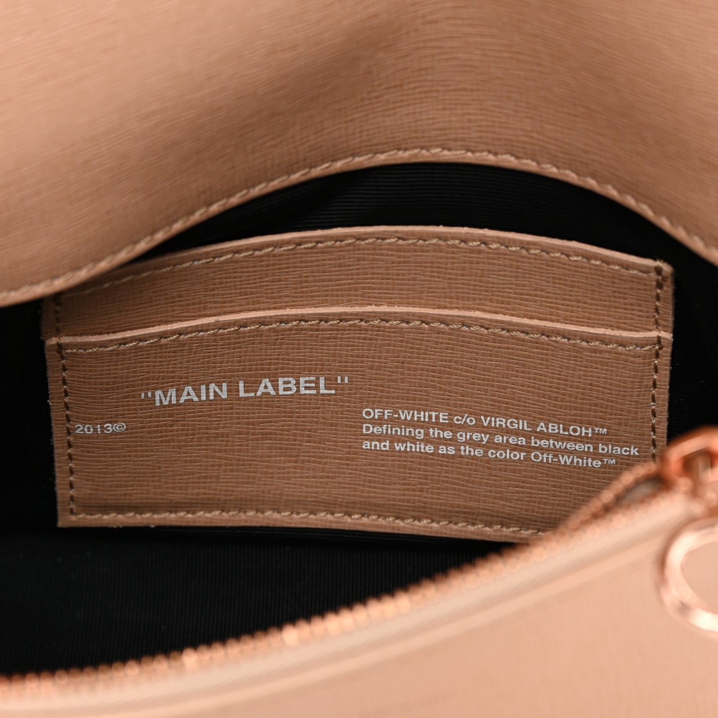 Saffiano Striped Mini Diag Bag Nude White