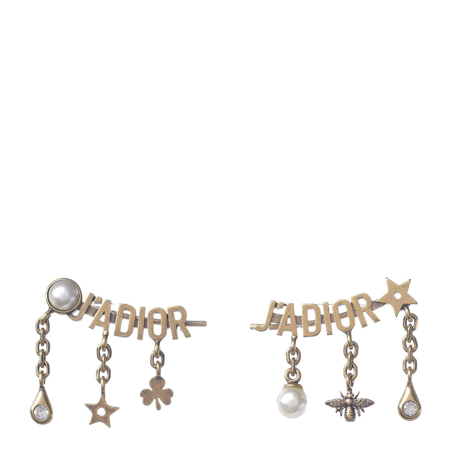 Christian Dior Pearl Crystal J'Adior Earrings Aged Gold 1 of 2