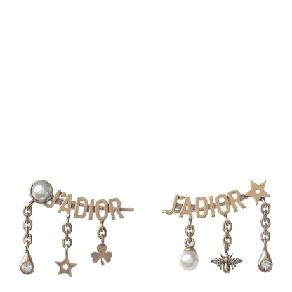 Christian Dior Pearl Crystal J'Adior Earrings Aged Gold 1 of 2