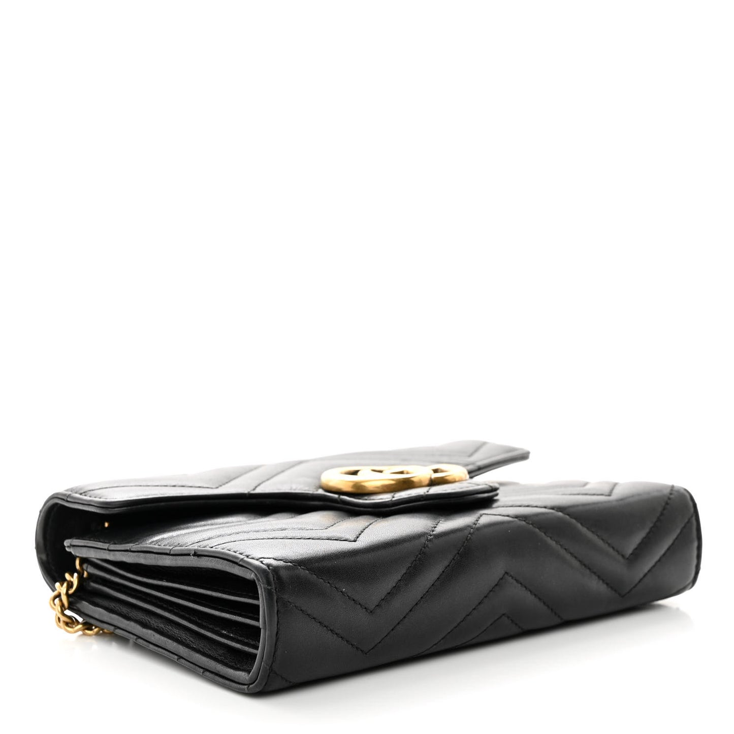 Calfskin Matelasse GG Marmont Chain Wallet Black