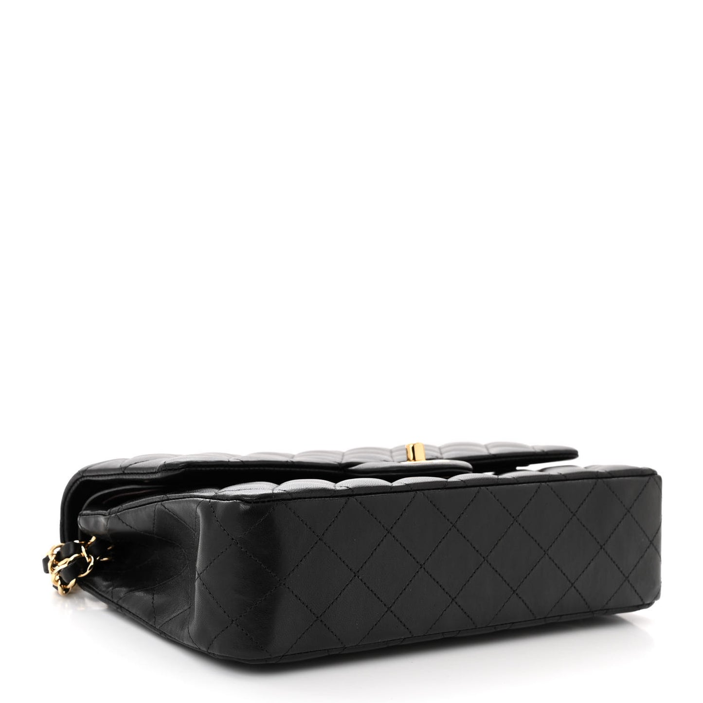 Lambskin Quilted Medium Double Flap Black