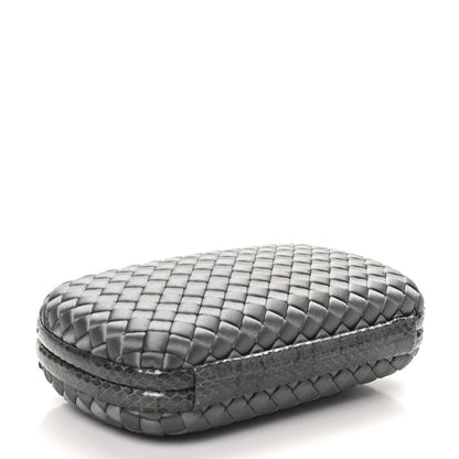 Bottega Veneta Satin Ayers Intrecciato Chain Knot Clutch Grey 4 of 9