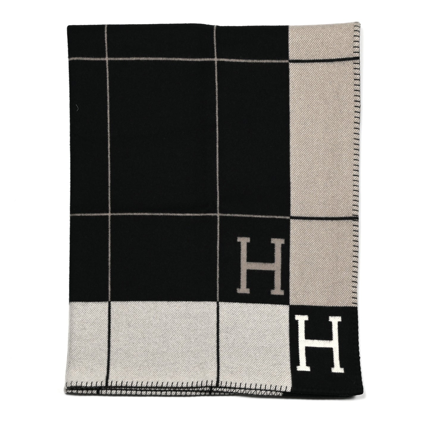 Wool Cashmere Avalon III Blanket Ecru Black
