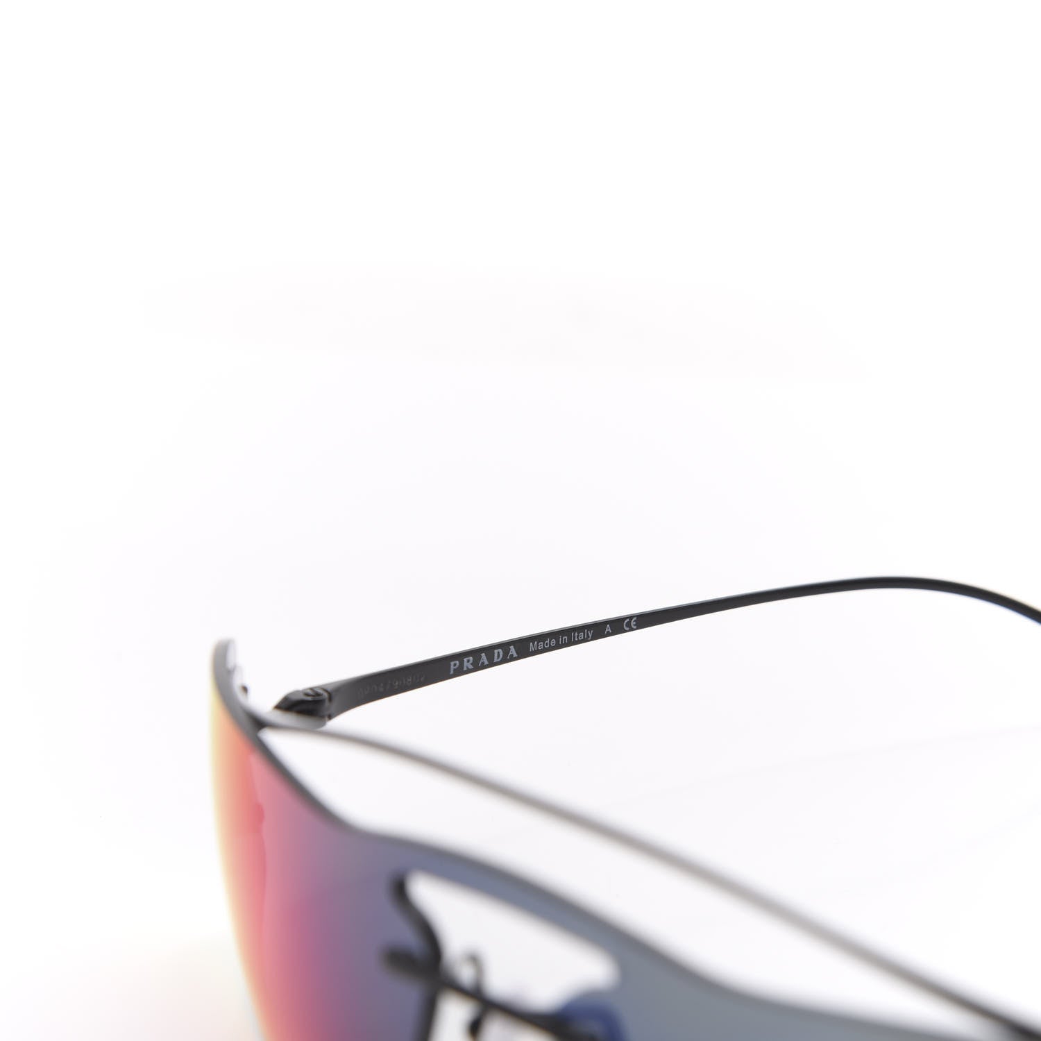 Prada Rectangle Shield Sunglasses SPR 61V Black Multicolor 6 of 6