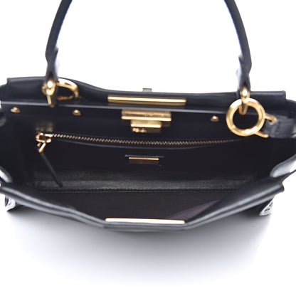 Fendi Vitello Seta Shiny Nappa Medium Peekaboo Iconic Satchel Black 5 of 12