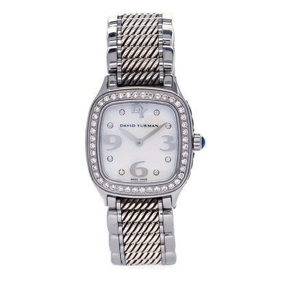 David Yurman Stainless Steel Diamond Bezel Mother of Pearl 25mm Thoroughbred Quartz Watch 1 of 6