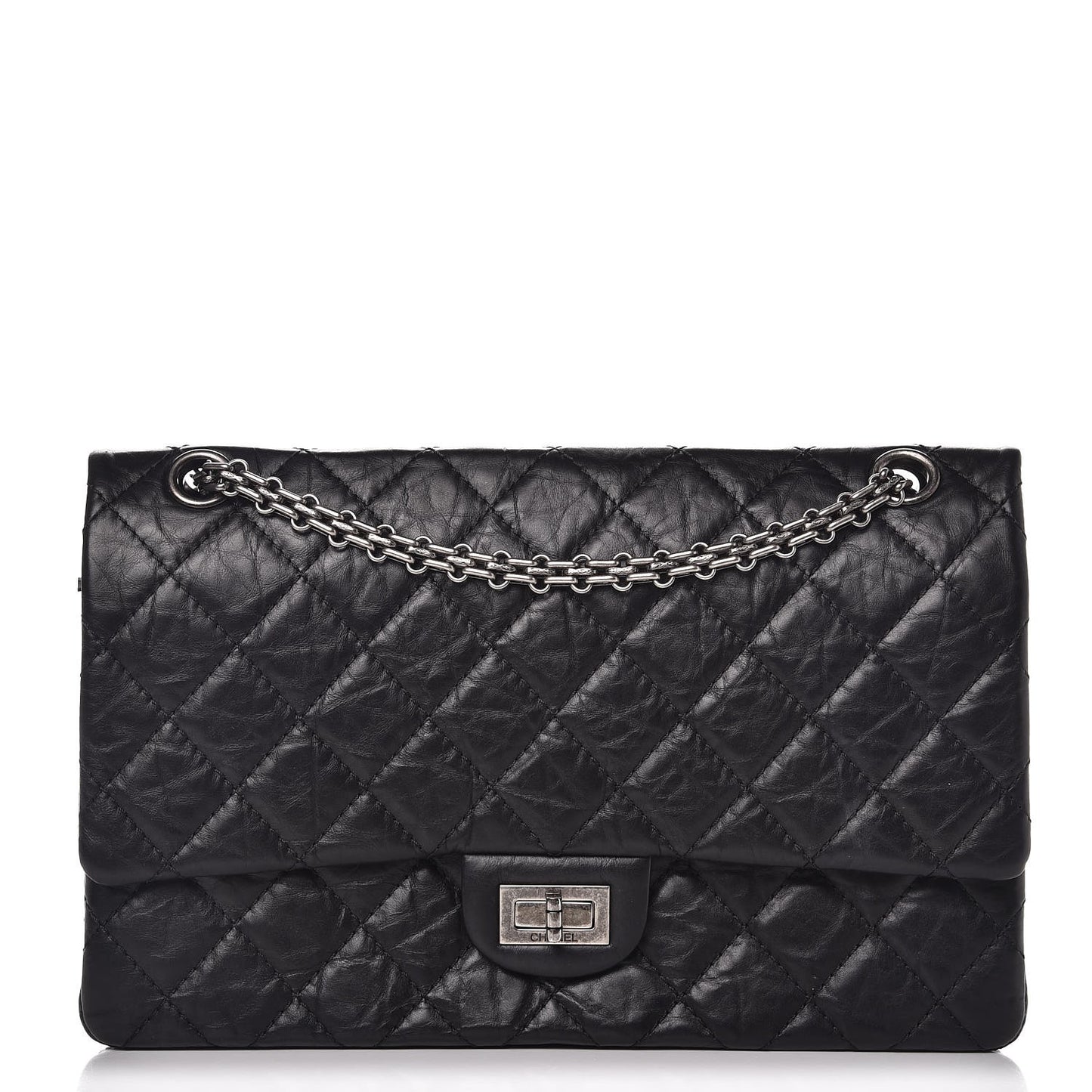 Aged Calfskin Quilted 2.55 Reissue 226 Flap Black